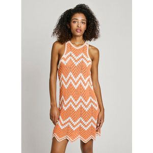 Jurk - Oranje - Katoenmix - Mouwloos - Casual