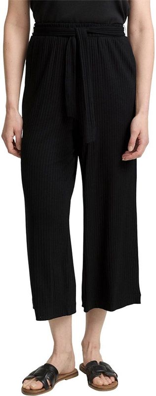 Culottes - Ribstructuur - Zwart - Viscose - Met Steekzakken en Ceintuur