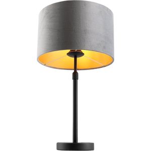 Olucia Kristianne - Moderne Tafellamp - Metaal/Stof - Goud;Grijs