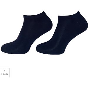 Bamboe Sneaker Sokken Met Badstof Voetbed 6-Pack - Marine - Maat 40-46 - Comfy Lage Bamboe Sokken Voor Frisse Droge Voeten - Dames / Heren