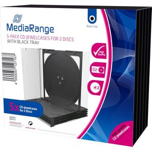 MediaRange | CD Jewelcase | 10.4mm | 2 Disc | Zwart | 5 Stuks