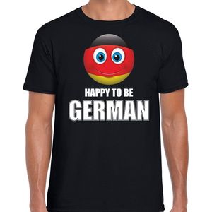 Duitsland Happy to be German landen t-shirt met emoticon - zwart - heren -  Duitsland landen shirt met Duitse vlag - EK / WK / Olympische spelen outfit / kleding S