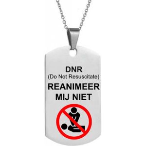Reanimeer Mij Niet - DNR - Do Not Resuscitate - Niet Reanimeren Penning - Ketting - Gegraveerd - Identiteitsplaatje - Dog Tag - Herkenningsplaatje - RVS - Verstelbaar - Zilverkleurig