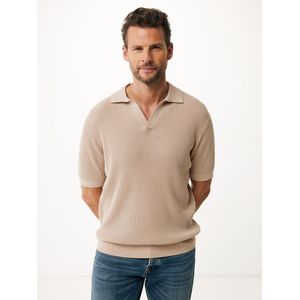 Mexx Open Knit Polo Buttonless Sand Heren - Maat L