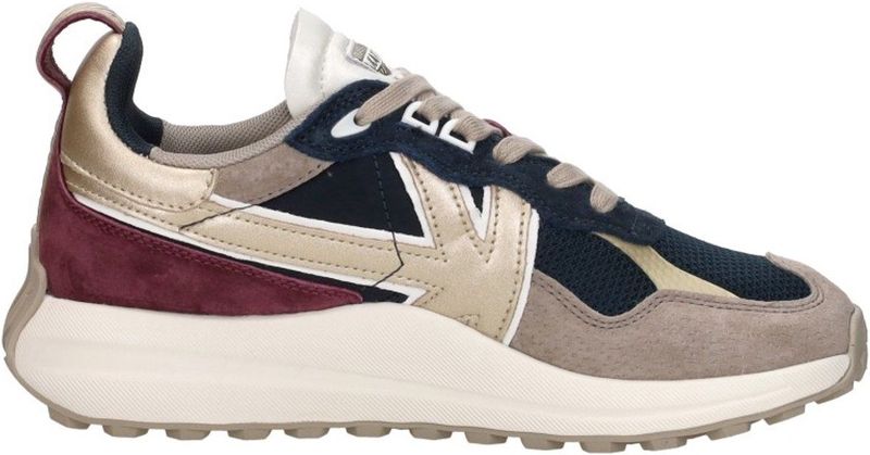 Kaotiko - Detroit Glam - Damessneaker - Grijs - Suède met Panterprint en Studs