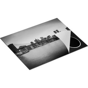 Chefcare Inductie Beschermer New York Brooklyn Brug bij Zonsondergang - Zwart Wit - 65x55 cm - Afdekplaat Inductie - Kookplaat Beschermer - Inductie Mat