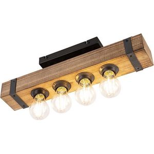 QAZQA reena - Industriele Plafondlamp - 4 lichts - L 465 mm - Bruin - Industrieel - Woonkamer | Slaapkamer | Keuken