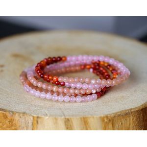 Zwangerschaps - Vruchtbaarheids Combinatie Armband, 4mm, Maansteen, Rozenkwarts, Carneool, edelstenen - Perfect cadeau voor vrouwen- Inclusief uitleg - Spiritueel - Moonstone, Carnelian, Rosequartz - 100% NATUURLIJK
