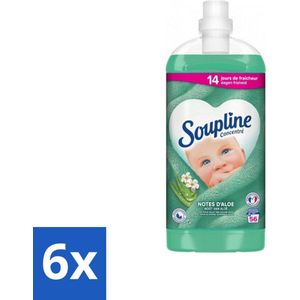 6 x Soupline - Wasverzachter - Aloë Vera - 56 Wasbeurten - 1.3L - Wasverzachter - Aloë Vera - Frisheid - Zachtheid - Wasgoed