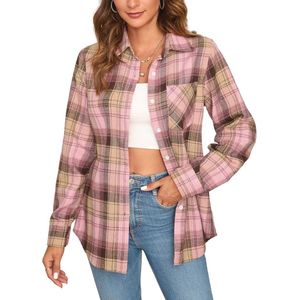 Casual Geruite Overhemden voor Dames met Lange Mouwen