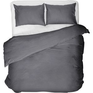 Luxe egyptisch percale katoen uni dekbedovertrek antraciet - lits-jumeaux (240x200/220) - premium kwaliteit - prachtige uitstraling