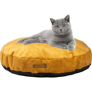 Rexproduct kattenkussen - Donut kattenmand - Kattenbed met rits en wasbaar - Anti-slip kussen voor kat 75 diameter en 12cm hoog - Manden & kussens 0 tot 14 kg - Coco Geel