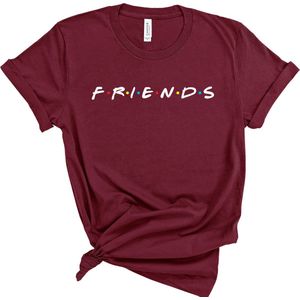Lykke  Friends T shirt | Friends | Unisex T-shirt | Heren & Dames | Maroon | Maat S