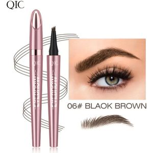 Wenkbrauwpotlood Waterproof - | BLACK FRIDAY DEAL | Black Brown - Zwart Bruin - 48 uur Lang - Haarachtige Kleur-effect - Precisie Micro-inktpen - Eyebrow Pen - Professionele Wenkbrauwmake-up Pen met 4 Split heads - Totale controle