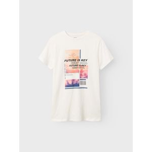 Name it t-shirt jongens - ecru - NKMhenne - maat 146/152
