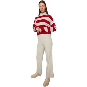 Trendyol Antraciet Gebreid Top-Top Set Met Breed Patroon En Strepen Twoaw24Au00020