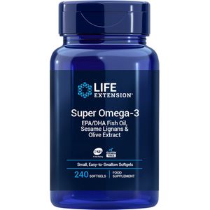 Life Extension, Super Omega-3 EPA/DHA met Sesam Lignans & Olijf Fruit Extract - 240 gelcapsules - Visolie - Voedingssupplement