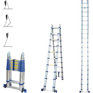 Telescopische Ladder - Telescopische Vouwladder - Werkhoogte - Aluminium - Geschikt voor Particulier en Professioneel Gebruik - Telescopische Vouwladder - Max. Belasting 150 kg