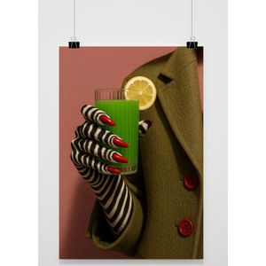 Speelse Poster - Fantasie Posters - Mode - tijvol - Cocktail - Drank - Wanddecoratie Woonkamer - 180 gram papier - S6916WV - Formaat 50 x 70cm