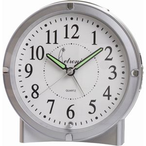 Cetronic S159C2 METAL SILVER - Wekker - Analoog - Sweep Movement (slepende secondewijzer - stil) - Snooze - Licht - Halfrond - Kunststof - Zilverkleurig