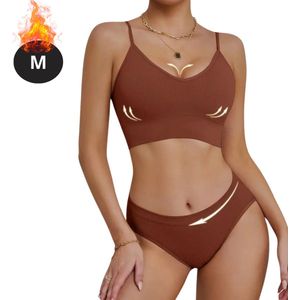 Nivard Lingerie Set Zonder Beugel - Zonder Bandjes - Push-up Bh's - Comfort Beha - Comfortabel - BH - Karamel - Maat M