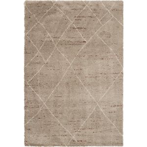 Hoogpolig Berber vloerkleed - Lines - Grijs/Crème - 200x290cm - Dikke Kwaliteit - Mrcarpet