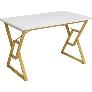 Gutent Eettafel met Gouden poten (119 x 70 cm), MDF Materiaal, Keukentafel, Stevig metalen frame, moderne marmeren eettafel, eettafel woonkamer keuken eetkamer ontbijttafel