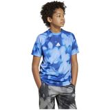 Adidas - Training Allover Graphic - T-shirt - Blauw - Korte Mouwen