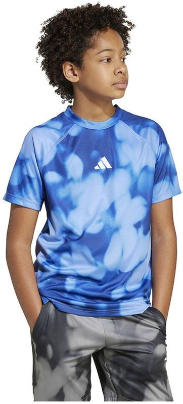 Adidas - Training Allover Graphic - T-shirt - Blauw - Korte Mouwen