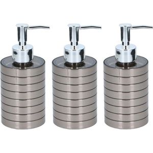 3x Zeeppompjes/zeepdispensers 300 ml zilver - Zeepdispensers met pompje zilverkleurig 3 stuks