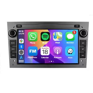 Autoradio 1/32GB met Carplay en Android auto | Geschikt voor Opel Astra H, Corsa D, Vectra C, Combo, Antara, Zafira, Meriva, Vivaro, Tigra 2001-2013 | Radio scherm met Navigatie | 2001 2002 2003 2004 2005 2006 2007 2008 2009 2010 2011 | Donker grijs