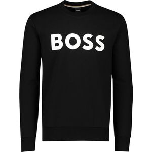 BOSS Soleri regular fit trui katoen - heren sweatshirt middeldik - zwart - Maat: L