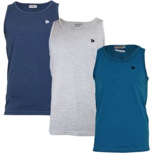 3-Pack Donnay - Muscle shirt (James) - Tanktop - Heren - Navy/Grey-marl/Petrol (628) - maat M