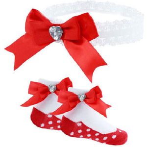 Soft Touch - Baby Geschenkset - Haarband en Sokjes met Strik - Newborn