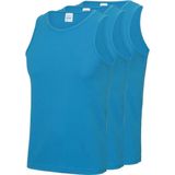 3-Pack Maat M - Sport singlets/hemden blauw voor heren - Hardloopshirts/sportshirts - Sporten/hardlopen/fitness/bodybuilding - Sportkleding top blauw voor mannen