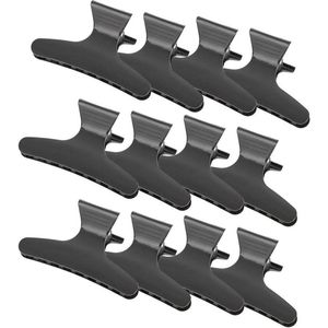 Allecto Plus - Haarklemmen 12 Stuks Zwart Vlinderklemmen voor Kappers Salon Styling Dik Haar Droogaccessoires