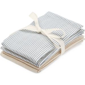 Cam Cam spuugdoekjes hydrofiel mix set van vier - classic stripes blue / praline