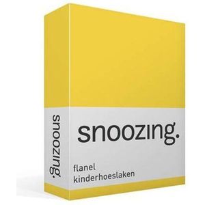 Snoozing - Flanel - Kinderhoeslaken - Wiegje - 40x80 cm - Geel