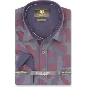 Heren Overhemd - Slim Fit - Art Of Camouflage - Paars - Maat M