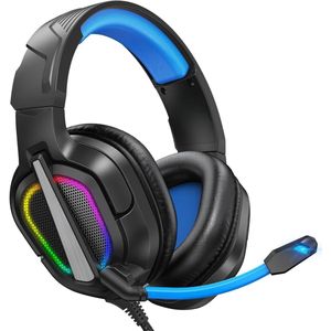 StayPowered Gaming Headset - Verpletter je tegenstanders met kraakhelder geluid - Surround Sound - Noise Cancelling Mic - Comfortabel Design - Brede Compatibiliteit - RGB Verlichting - Zwart/Blauw - Levering Sneller dan Aangegeven!