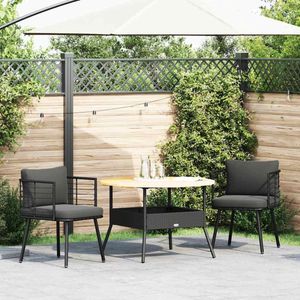 The Living Store Tuinstoelen 2 st met kussens poly rattan zwart - Tuinstoel - Lounge Stoel - Buitensteun - Outdoor Furniture - Ratten Stoel