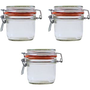 3x weckpotten glas 200ml met beugelsluiting - weckpotjes / opbergpotten / inmaakpot / glazen pot met deksel / glazen potten / weckpot / voorraadpot