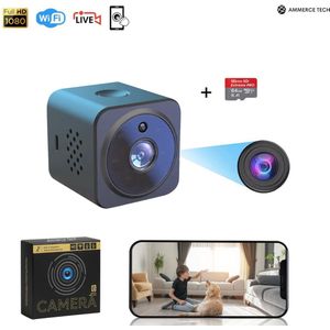 Ammerce Tech® - AS02 - Verborgen camera - Beveiligingscamera - Wifi - Draadloze camera - Mini camera - Beveiliging - Incl 64GB SD - Smart - Spy camera