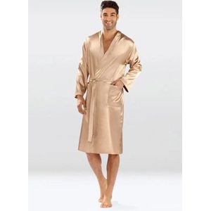 DKaren | Satijnen heren kamerjas - Christian | goud |cadeau mannen | L