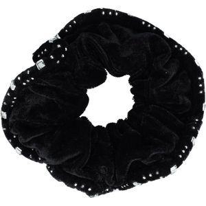 Haarsoires Haarelastiek Scrunchie – Glitter Steentjes – Velvet Stof – Zwart - Haarkrinkel - Haar Elastiek met Stof - Zacht & Haarvriendelijk