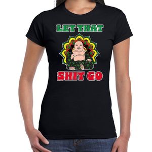 Bellatio Decorations foute party t-shirt dames - boeddha wiet - zwart - carnaval themafeest outfit
