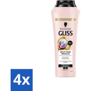 4 x Gliss-Kur - Shampoo - Split Hair Miracle - Herstelt Gespleten Haarpunten - 400 ml - Haarverzorging - Shampoo - Gespleten Haarpunten - Haarherstel - Keratine