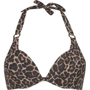 Hunkemöller Dames Badmode Voorgevormde push-up beugel bikinitop Leopard - Beige - maat C75