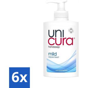 Unicura - Vloeibare Zeep Mild - Verzachtend - 250 ml - Voordeelverpakking - 6 stuks