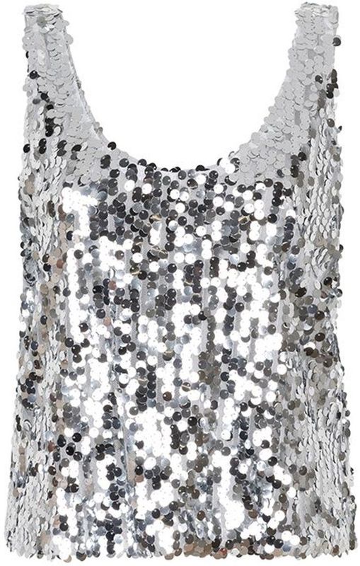Zara - Pailletten Top - Zilver